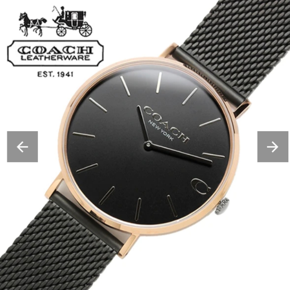 Coach Charles Black Ion Dial Black Mesh Bracelet Watch for Men - 14602470 - Picture 2 of 4